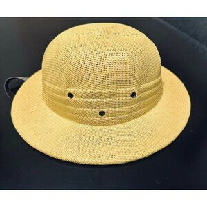 Vintage Yellowish Safari Explorer Hard Hat, Ventilation & Adjustable Chin Strap
